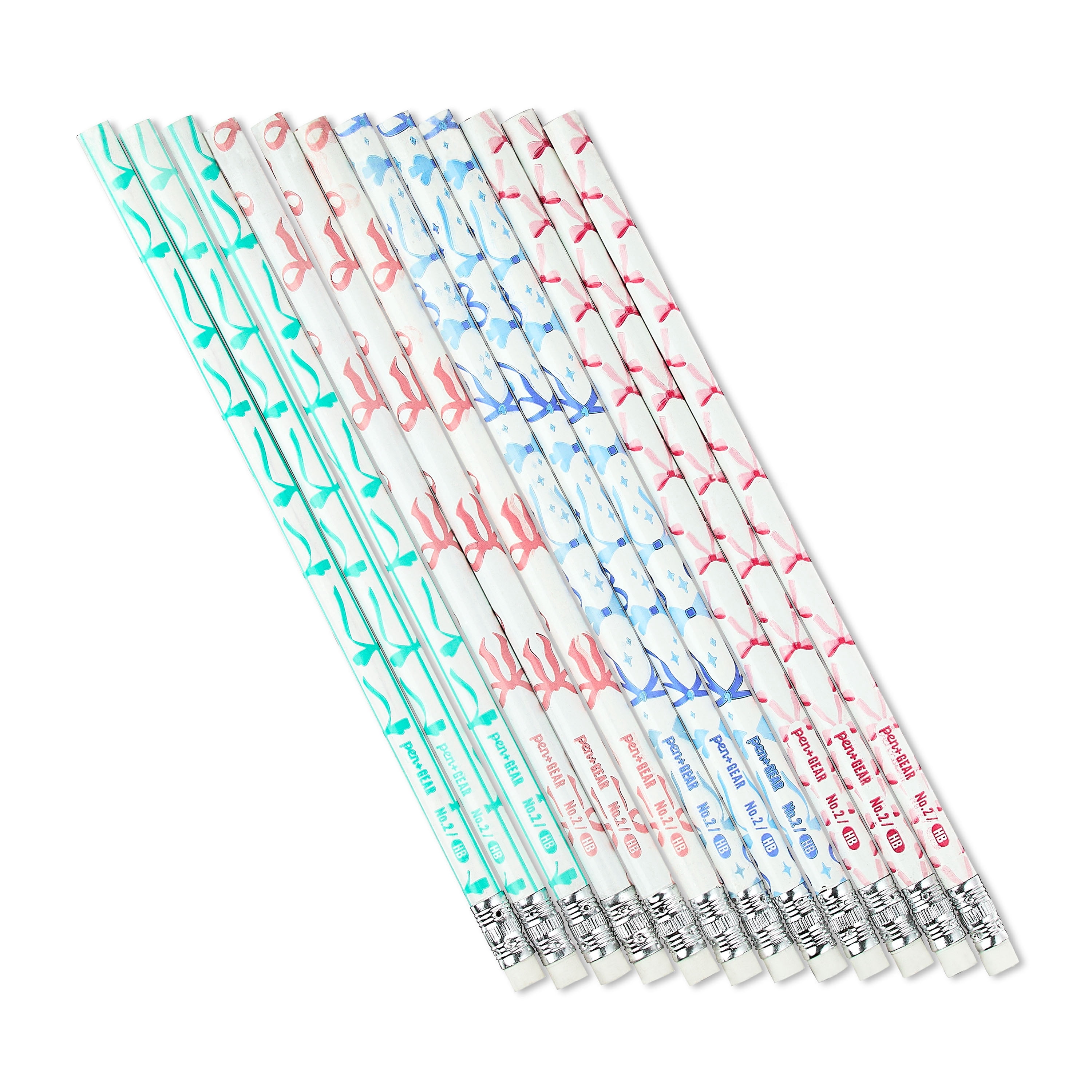 Pen+Gear #2 HB Unsharpened Pencils, 12 Count – Multicolor Bow Designs, Fun for School & Crafts
