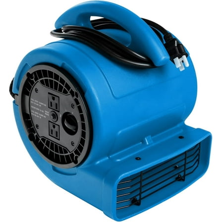 MOUNTO 1/5hp Air Mover 800cfm Blower Fan Carpet Floor Drying Fan - 3-Speed Compact Air Mover w/Dual Outlet, 10ft Power Cord for Drying, Cooling, Air Circulation (Blue)