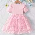 thumbnail image 4 of DISKEBUISS Kids' Dresses - Crew Neck Short Sleeve Ruffle Waist with Bow Mesh Dress for Home Parties & Everyday Wear, 4 of 7