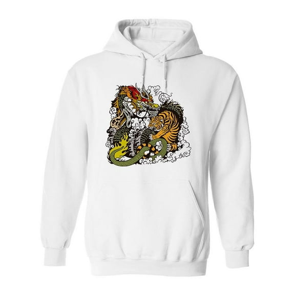 Dragon And Tiger Fighting.  Hoodie Men -Image by Shutterstock, Male x-Large