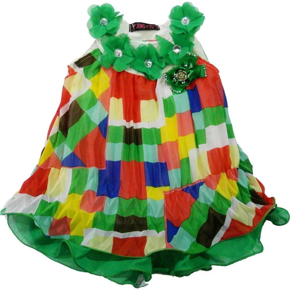Wenchoice Girl'S Green Crinkling Chiffon Swing L(5T-6T)
