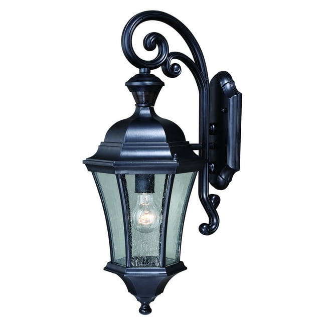 Vaxcel T0320 Exterior Motion Sensor Light, 23" Black Wall Lantern, A19 E26