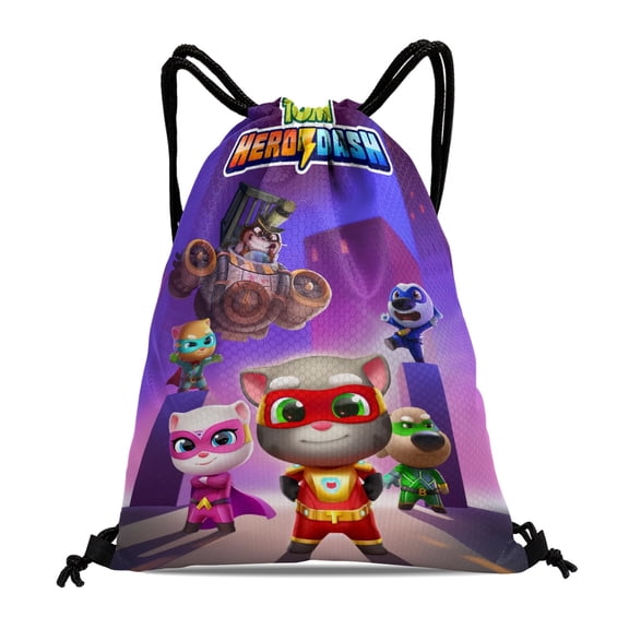 Drawstring Backpack for Talking Tom Sackpack Adults Women Men Party Favor Bags Sports for Gym Travel Swimming Hiking Camping Tote Bag 11.8 × 15.7 in