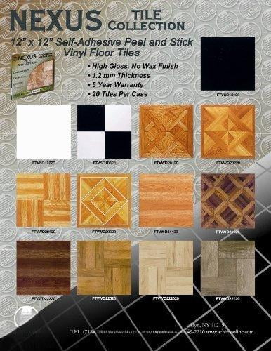 Nexus Self Adhesive 12-inch Vinyl Floor Tiles  20 - 12" X Black/white Pattern Peel & Stick Diy Flooring For Kitchen Dining Room Bedrooms Bathrooms By Home Decor