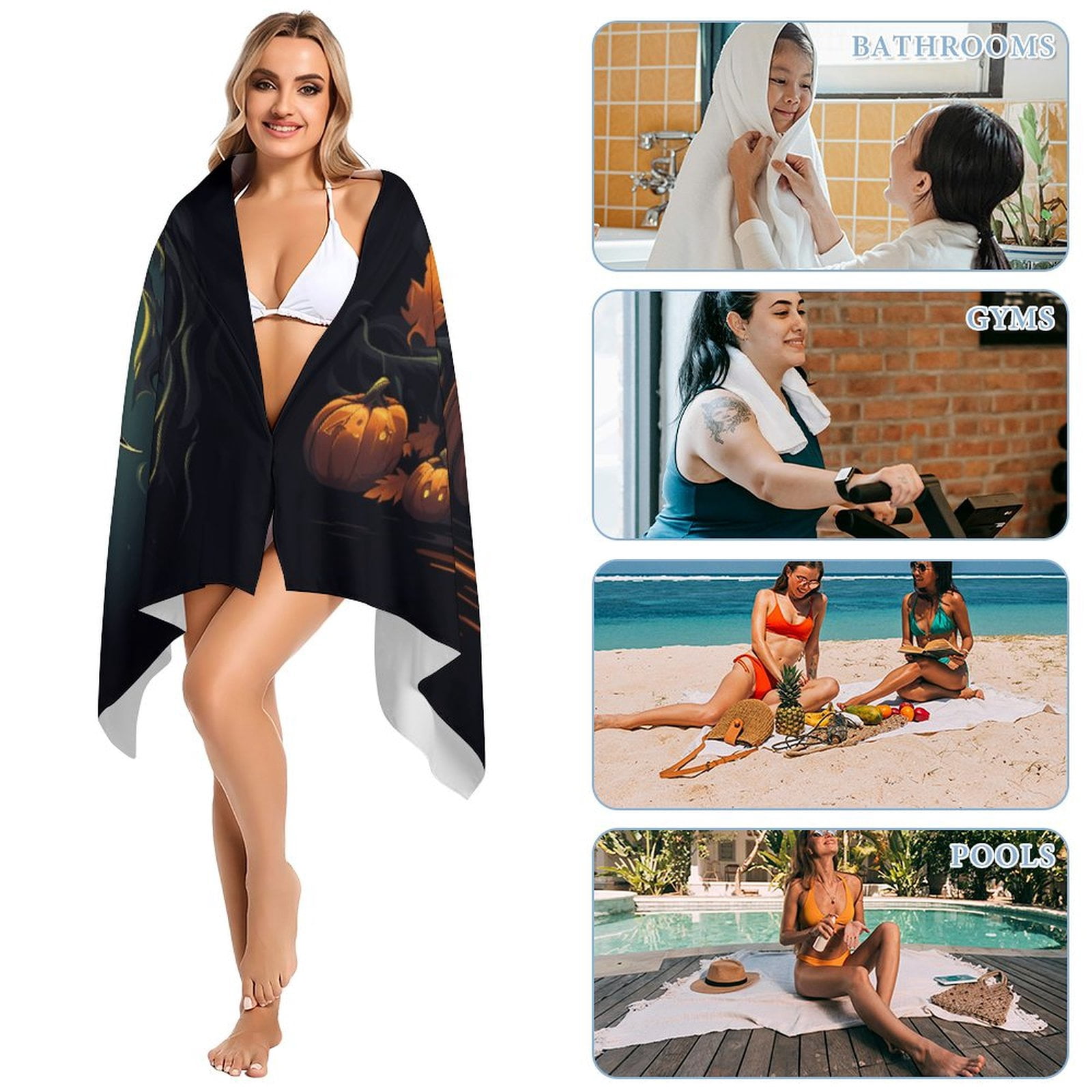Halloween Scary Night Full Moon Beach Towel – with A Unique Design, Extra Large,XL (32”x 63”) for Kids & Adults