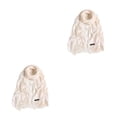 thumbnail image 2 of Qarigey Bufanda de mujer con borla de color puro, bufandas de invierno gruesas, chal hecho a mano para mujer, envolturas para el hogar, Beige 200*70cm 2piezas, 2 of 6