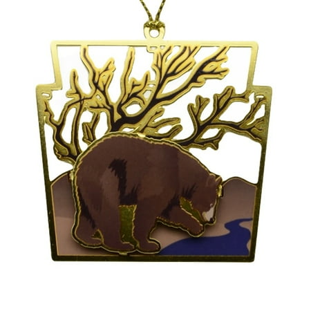 Realistic Black Bear - Brass Realistic Pennsylvania Black Bear 3D Christmas Tree Ornament Gift Topper