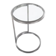 LumiSource Stainless Steel, Clear Glass Round Zenn End Table