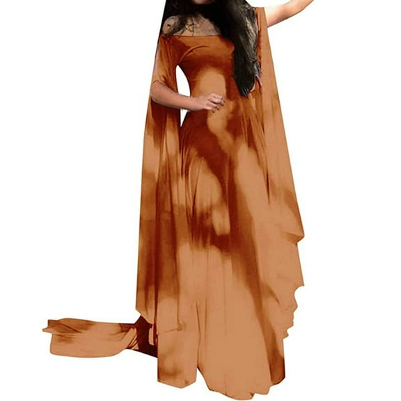 Women's Renaissance Dress Chiffon Flared Sleeve Maxi Dress Plus Size Vintage Dress Fashion Comfy Boho Dress