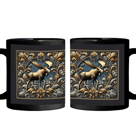 

Lotusprinthandmade Love Alaska Moose Animal Black Ceramic Mug (11oz) (Made In US) Collectible Animal-Themed 3D Mug Animal-Themed 3D Drinkware