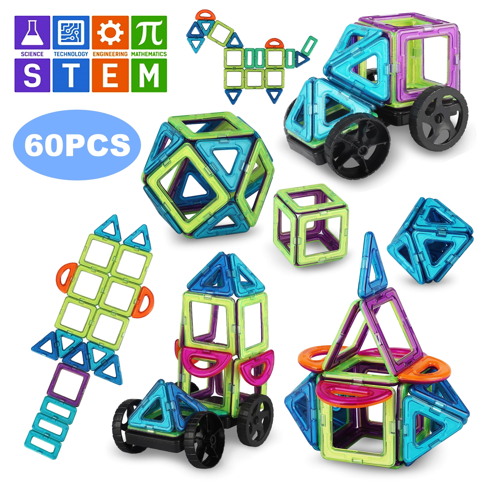 New Toys Basic Set Magnetic Tiles Blocks 30 Pieces Creative Building Shapes 