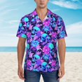 thumbnail image 2 of Susaid Flower Happy Skull Print Short Sleeve Shirts Button Down Casual Shirts Summer Beach Aloha Button Down Short Sleeve for Men ,, 2 of 7