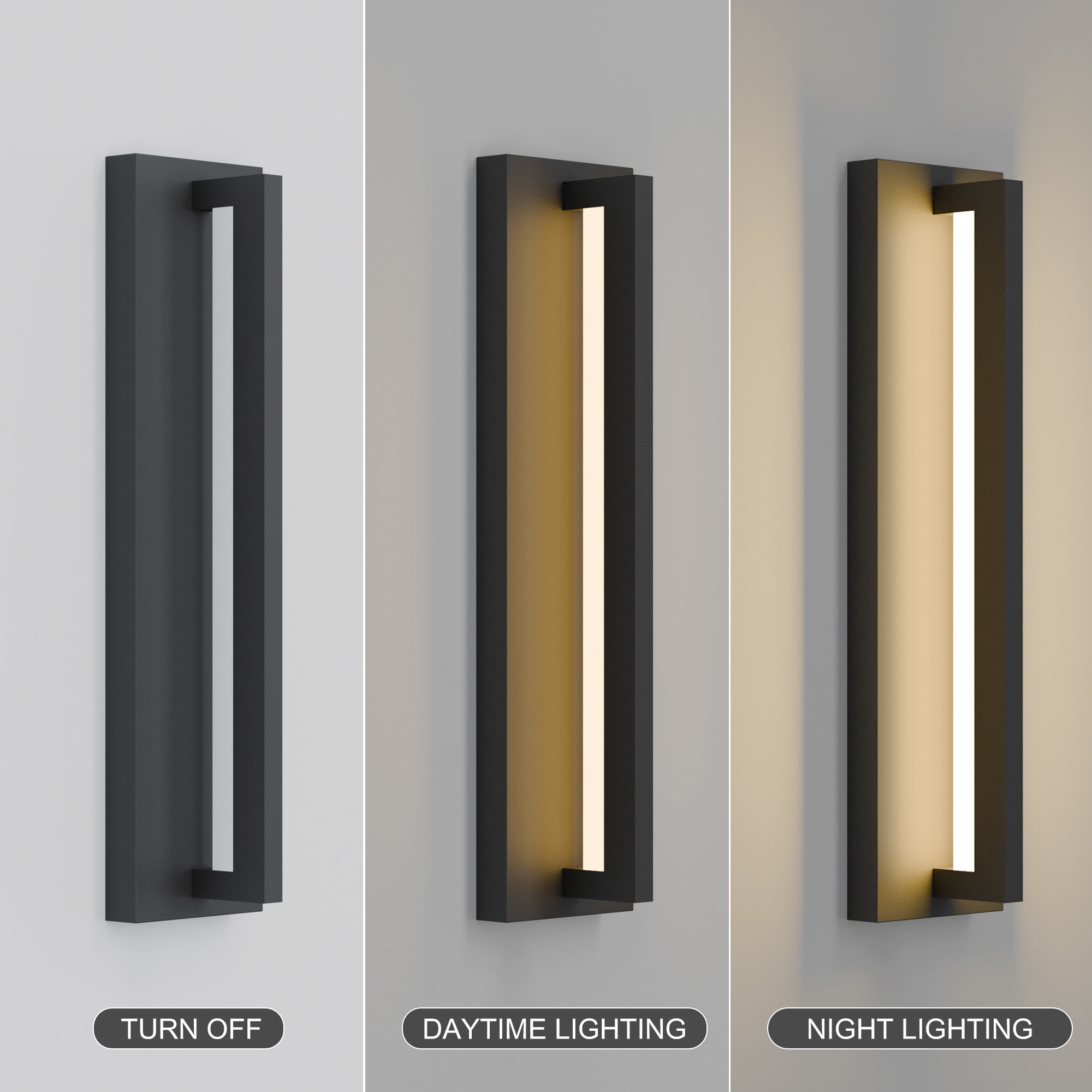 ANMINY 21" Modern LED Outdoor Wall Lights Black Aluminum Exterior Lighting Fixtures Wall Mount IP65 Waterproof Outside Sconce Light for House Garage Porch Patio