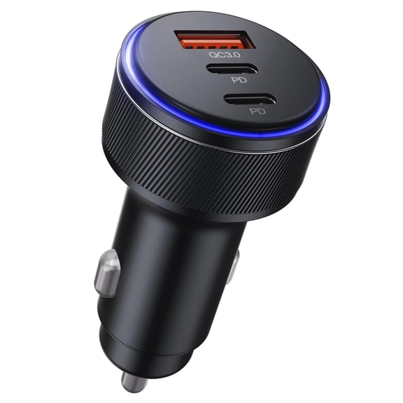 Quyaojz USB C Car Charger,90W 3-Port Dual USB-C & USB-A Car Power Adapter,Includes a Fast Charging Cable for iPhone 16/15/14/13/12/11/, iPad, Samsung Galaxy, Google Pixel and Android Devices