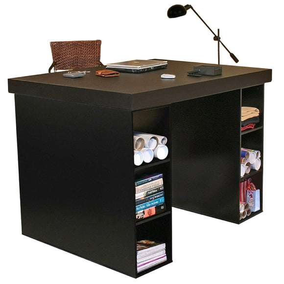 Venture Horizon Proect Center Desk with Two 3-Bin Cabinets - Black