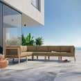 thumbnail image 2 of Lounge Sectional Sofa Set, Brown Natural, Teak Wood, Outdoor Patio Balcony Cafe Bistro Garden Hospitality Restaurant, Modern Contemporary HB34469, 2 of 11