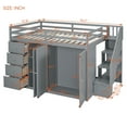 thumbnail image 2 of Harper & Bright Designs Full Size Loft Bed with Built-in Wardrobes, Wood Loft Bed Frame with Cabinets and 4 Drawers, Multifunctional Loft Bed with Foldable and Extendable Clothes Rail, Gray, 2 of 19