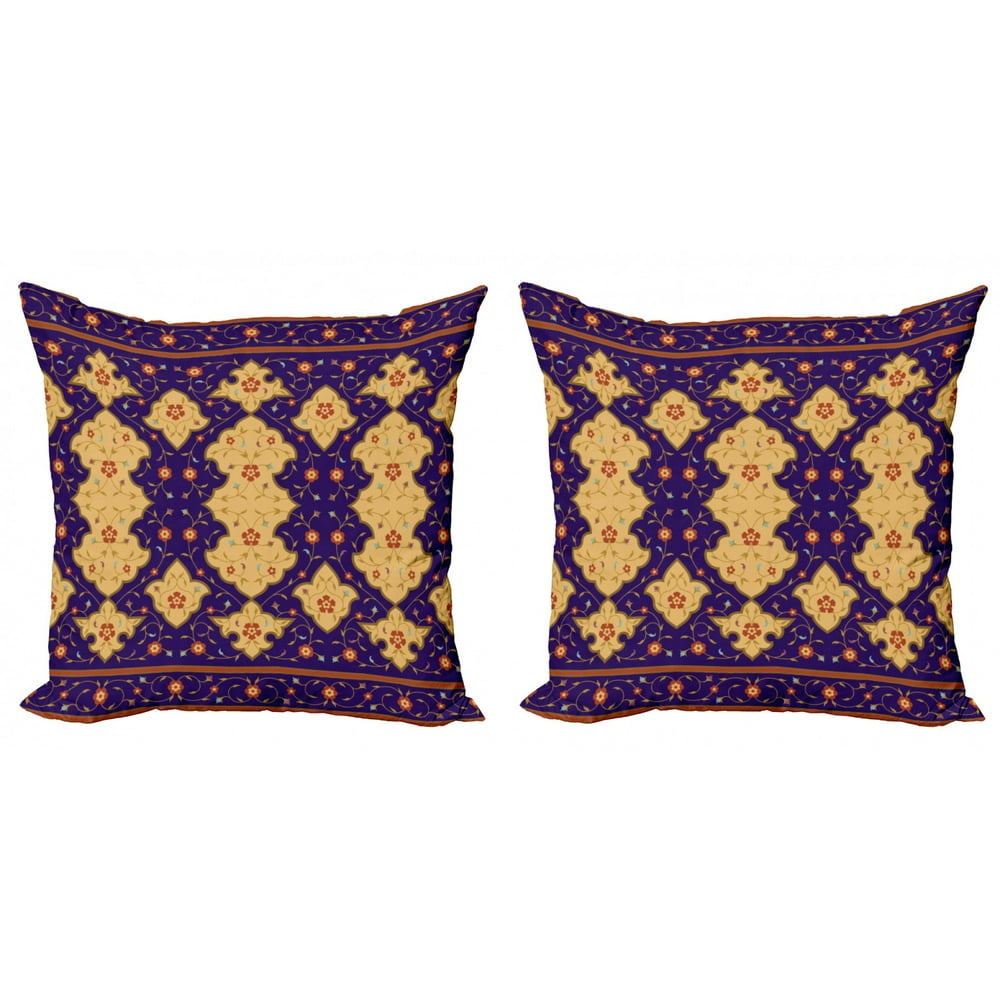 Moroccan Throw Pillow Cushion Cover Pack of 2, Traditional Border