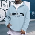 thumbnail image 1 of MHFRRA Sudadera con Capucha y Cremallera de Un Cuarto con Estampado de Letras, Cómoda y Casual, con Capucha y Cremallera Completa Interior Suave para Uso Diario y Actividades Al Aire Libre Azul claro, 1 of 3