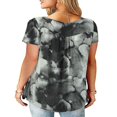 thumbnail image 3 of CHUANK T-Shirts pour Femmes Manches Courtes Col Rond Tunique Boutonnée (Blanc TG), 3 of 4