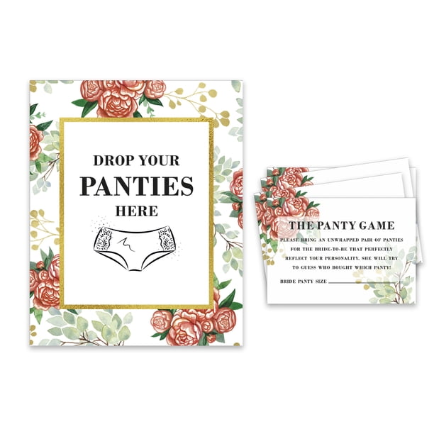 Inkdotpot White Drop Your Panties Bachelorette Party Panty Game Floral Bridal Shower Game 1 Sign 30 Size Card Walmart Com