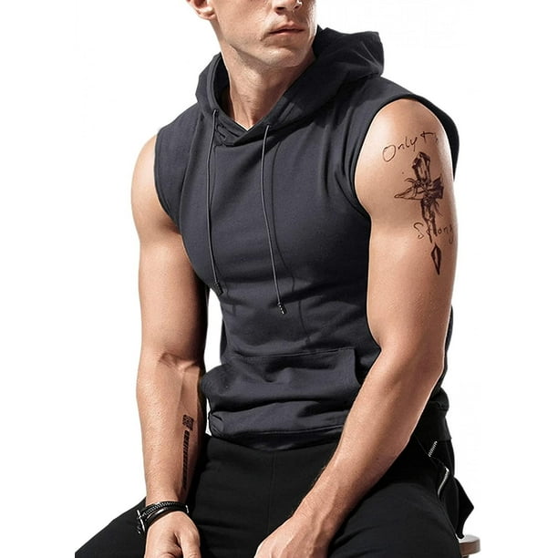 Customized Brand Logo Gym Sleeveless Shirt Mens Bodybuilding Fitness Hooded Tank  Top Men DIY Graphics Printing