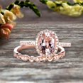 thumbnail image 6 of 2.50 Carat Morganite Wedding Set Engagement Ring 8x6mm Oval Shaped Art Deco Bridal Ring On 10k Rose Gold, 6 of 6