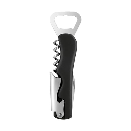 Multi-functional Wine Opener and Bottle Cap Remover with Ergonomic Handle Professional Waiters Corkscrew for Household Kitchen Use Black