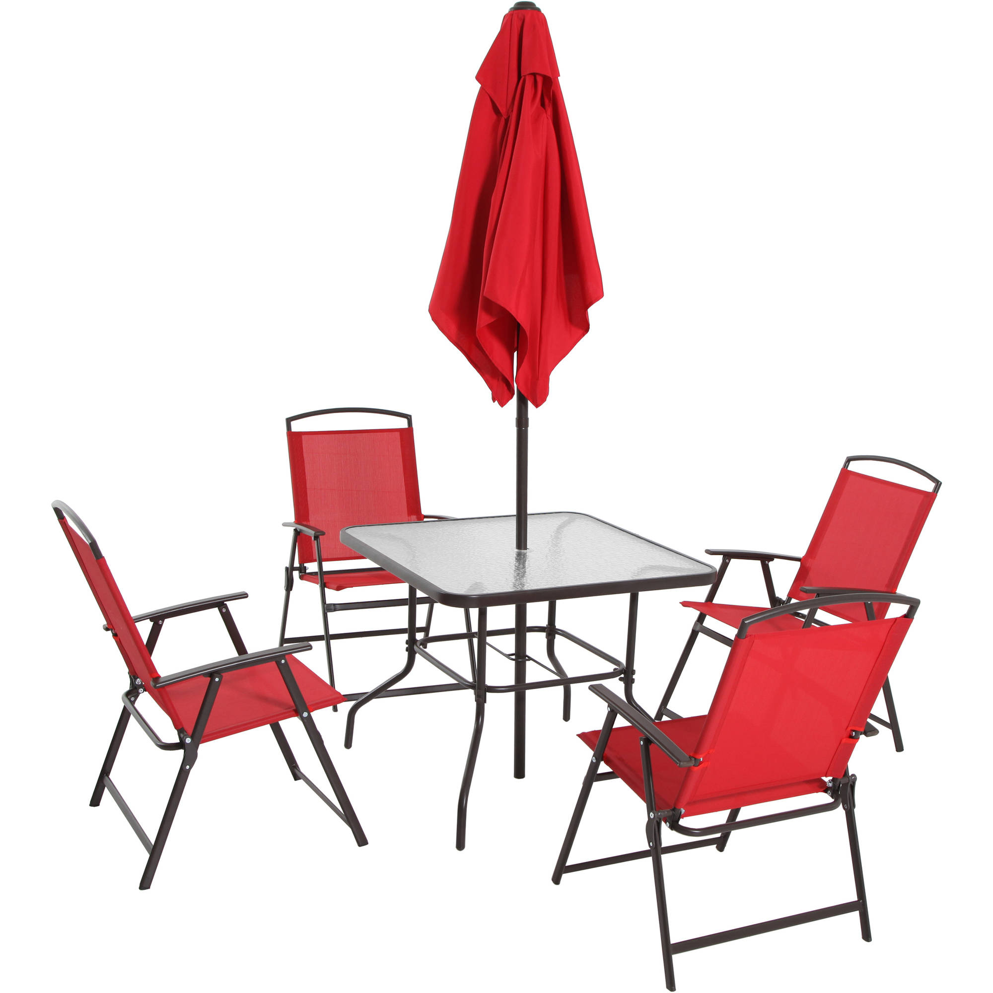 Mainstays Albany Lane Steel Outdoor Patio Dining Set of 6, Red - image 3 of 12