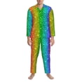 thumbnail image 3 of Salouo Glitter Rainbow Print Button-Front Long Sleeve Pajama Set for Men, Soft 2Pjs Men's Long Sleeve Sleepwear-Large, 3 of 7