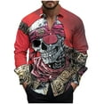 thumbnail image 2 of Handshe Men's Printed Long Sleeve Shirt, Casual Relaxed Fit Button Down Shirt for Business Casual Daily Wear,Plus Size, 2 of 5