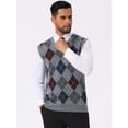 thumbnail image 4 of DARING DIVA Men's Casual Knit Sleeveless V-Neck Plaid Argyle Sweater Vest M Light Gray, 4 of 7