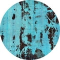thumbnail image 1 of Ahgly Company Indoor Round Persian Turquoise Blue Bohemian Area Rugs, 6' Round, 1 of 4