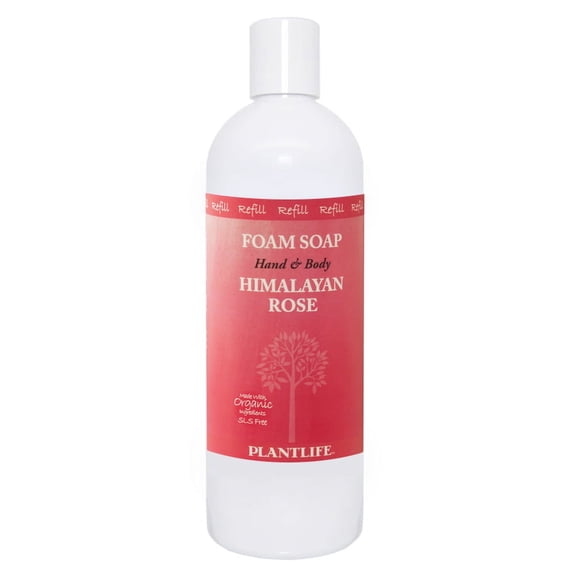 Plantlife Himalayan Rose Foam Soap – Gentle, Plant-Based Hand & Body Wash with Essential Oils, Made in California, 16 oz