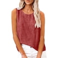 thumbnail image 5 of Gkeoshab Womens Vest 2026 Retro Round Neck Sleeveless Tank Top Lightweight Cotton Linen Vest for Summer Wine Red S, 5 of 8