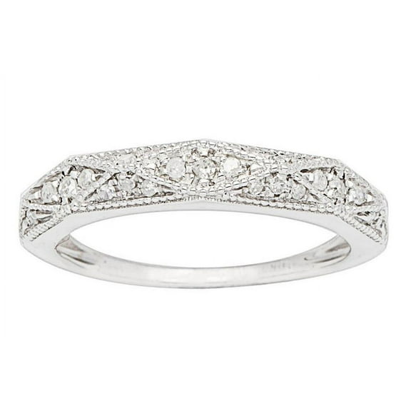 10k White Gold Milgrain Diamond Wedding Band (1/5 cttw, I-J, I2-I3)