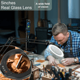 thumbnail image 6 of VEEMAGNI 5 Inch Large Real Glass Magnifying Glass with Light and Stand, 5 Color Modes Stepless Dimmable, 2*16 Inch Swivel Arm LED Clamp Desk Lamp, Hands Free  Lighted Magnifier for Close Work Craft, 6 of 6