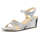 thumbnail image 1 of Sandalias de cuña Mujer Correa en el tobillo Zapatos casuales bajos y cómodos con punta abierta (40) Plata, 1 of 7