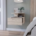 thumbnail image 3 of Glavbiku Floating Nightstand with 1 Drawer,2 Tier Shelf Bedside Table,Light Gray Finish,Adult, 3 of 8