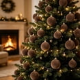 thumbnail image 4 of STPToys 44Pcs Christmas Brown Velvet Ornament Balls Assorted Sizes With Hanging Loops For Xmas Tree Holiday Home Decor, 4 of 8