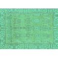thumbnail image 1 of Ahgly Company Machine Washable Indoor Rectangle Oriental Turquoise Blue Traditional Area Rugs, 6' x 9', 1 of 4