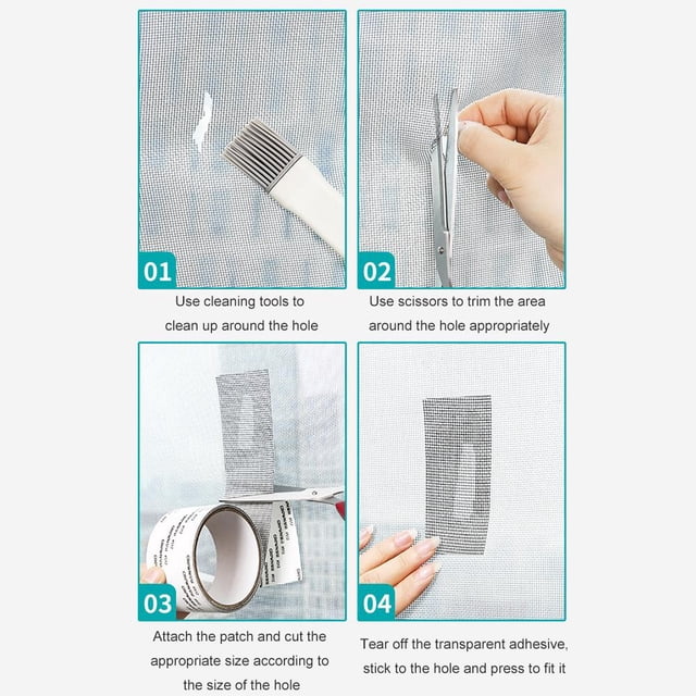 Screen Window Tape 5x200cm Parche antimosquitos Reparación autoadhesiva Negro Wdftyju Libre de BPA