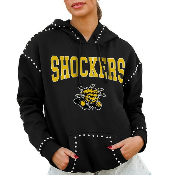 Women's Gameday Couture Black Wichita State Shockers Studded Pullover Hoodie