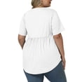 thumbnail image 3 of 4X Womens Tops Plus Size Loose Fit Short Sleeve Shirts Summer Henley Fashion Going Out Buttons Up Tunics White, 3 of 6