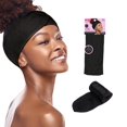 thumbnail image 1 of Red by Kiss Spa Diadema para lavar la cara Gancho y bucle ajustable Envoltura Maquillaje facial Banda para el cabello Forro de satén sedoso Ropa de rizo para ducha Baño Máscara de lavado Deporte Yoga, 1 of 5