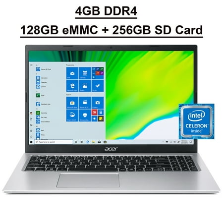 Acer Aspire 1 Business 15 Laptop 15.6” FHD ComfyView Display Intel Celeron N4500 Processor 4GB DDR4 128GB eMMC + 256GB SD Card Microsoft 365 HDMI WIFI Win10 Silver