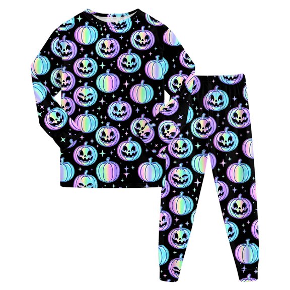 NOEGOEU Boys Girls Halloween Pajamas Kids Toddler Cute Graphic Long Sleeve Sleepwear Set 2-9Y (Blue,2-3 Years)