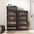 thumbnail image 3 of 24" Folding Storage Cabinet with Wheels, 5-Tier Collapsible Plastic Organizer with Magnetic Door, Portable Utility Storage Rack, Black, 3 of 6