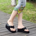 thumbnail image 3 of EeaseMX Sandalias de plataforma con purpurina para mujer, sandalias brillantes con tiras, tacón de cuña antideslizante, talla 40 (negro), 3 of 7