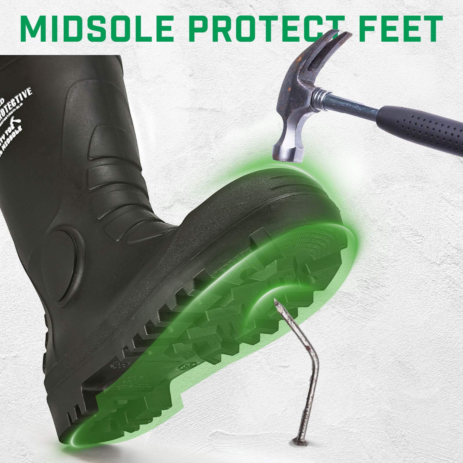 GIEESHIELD Men's Rain Boots Steel Toe PVC Rubber Boots - Waterproof Slip-Resistant Garden Fishing Outdoor Knee High Work Boots for Construction, Agriculture, Industrial & Heavy Duty, Size 8